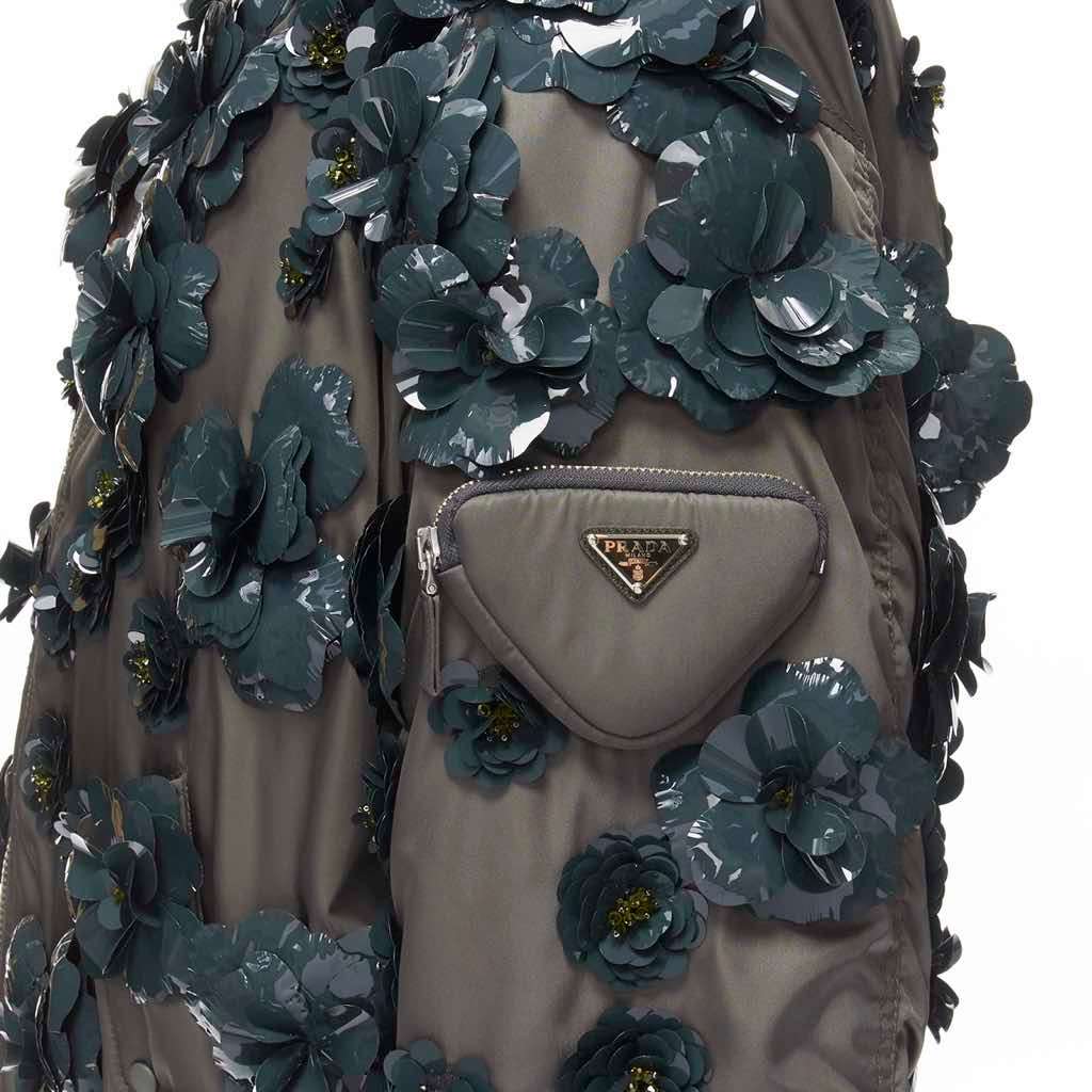 Prada Green Nylon Oversized Bomber Green Very good - Back View