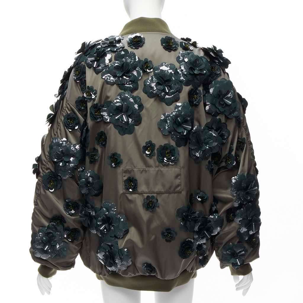 Prada Green Nylon Oversized Bomber Green Very good - Box View