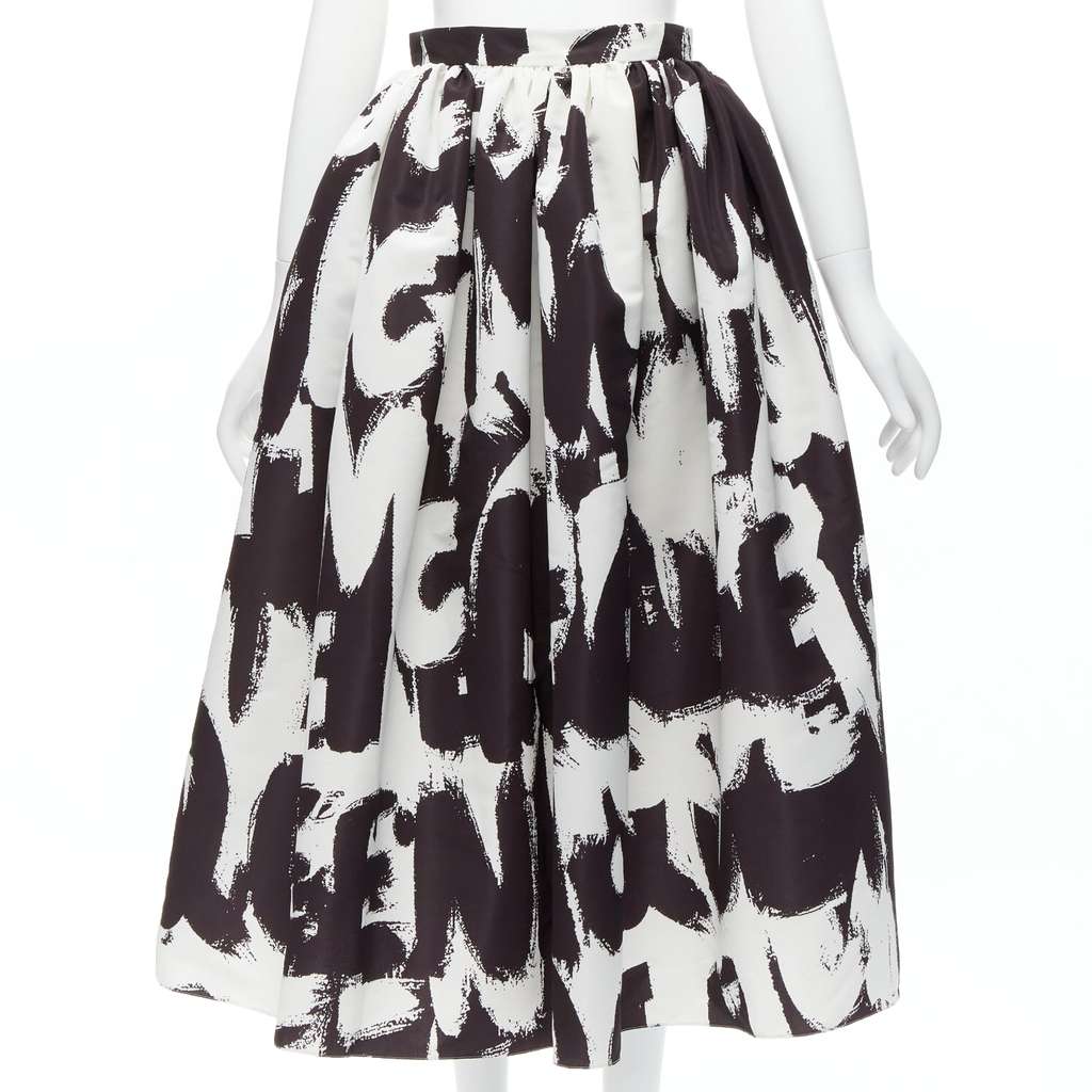 Alexander McQueen Graffiti Flared Skirt Black Polyester Never worn - Front View