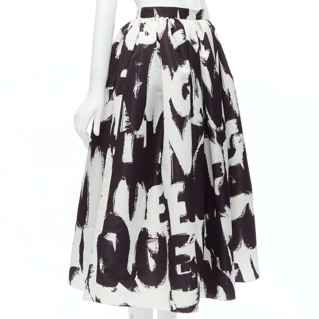 Alexander McQueen Graffiti Flared Skirt Black Polyester Never worn - Inside View