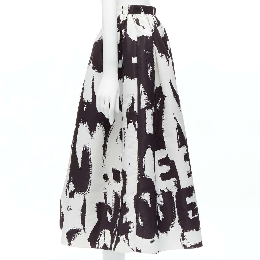 Alexander McQueen Graffiti Flared Skirt Black Polyester Never worn - Model View