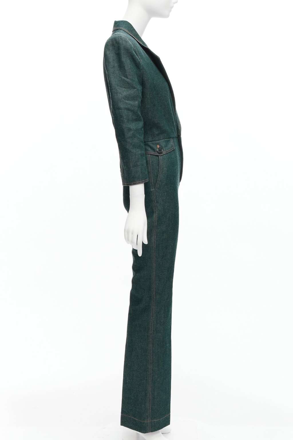 Saint Laurent Denim Shoulder Jumpsuit Blue Never worn - Model View