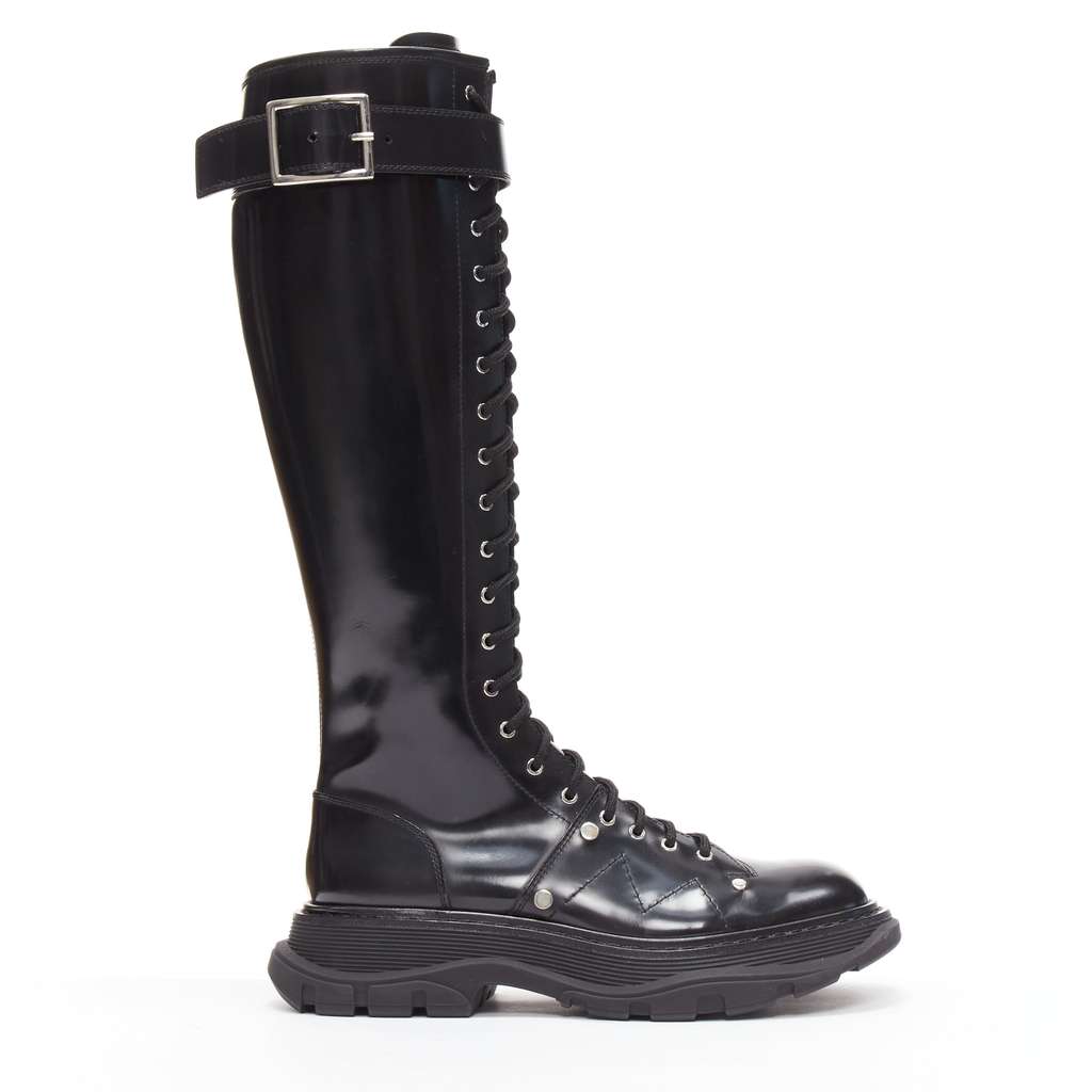 Alexander McQueen Tread Black Leather Very good - Front View