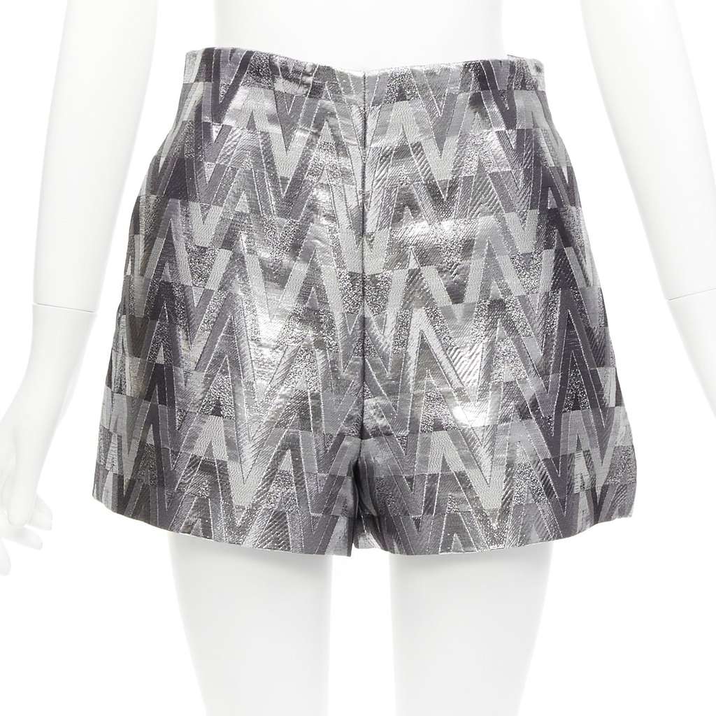 Valentino Garavani Optical Jacquard Shorts Silver Viscose Never worn - Front View