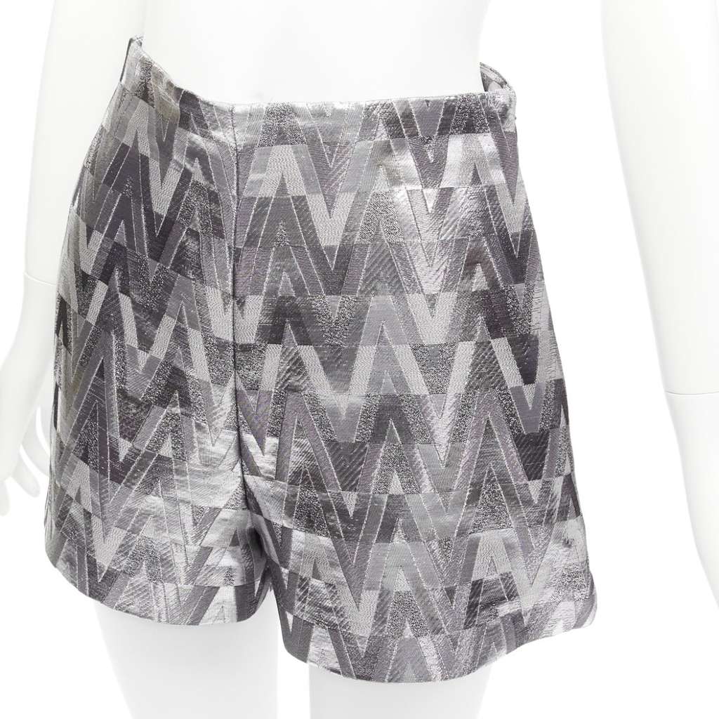 Valentino Garavani Optical Jacquard Shorts Silver Viscose Never worn - Back View