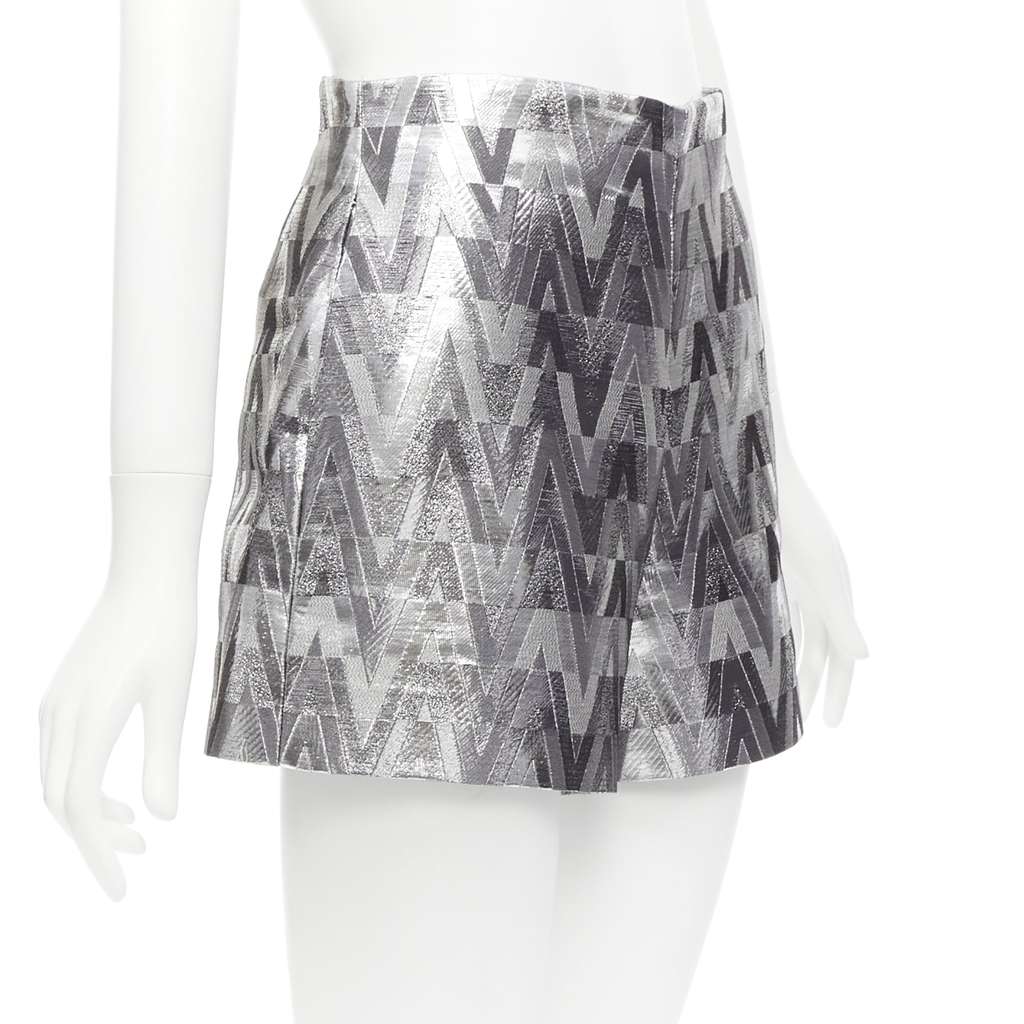 Valentino Garavani Optical Jacquard Shorts Silver Viscose Never worn - Inside View