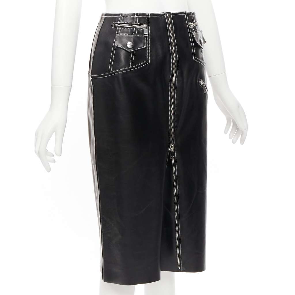 Alexander McQueen Biker Zip Skirt Black Leather Never worn - Inside View