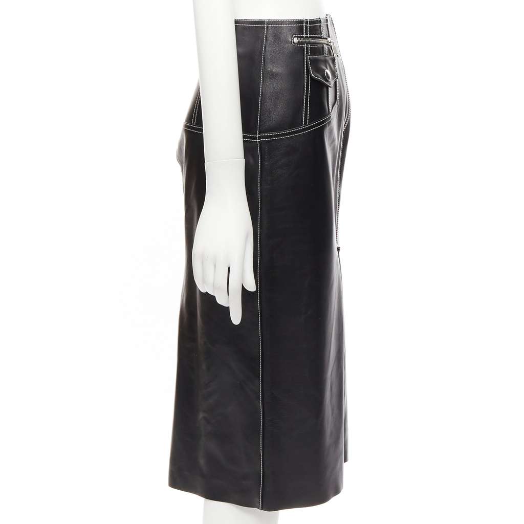 Alexander McQueen Biker Zip Skirt Black Leather Never worn - Model View
