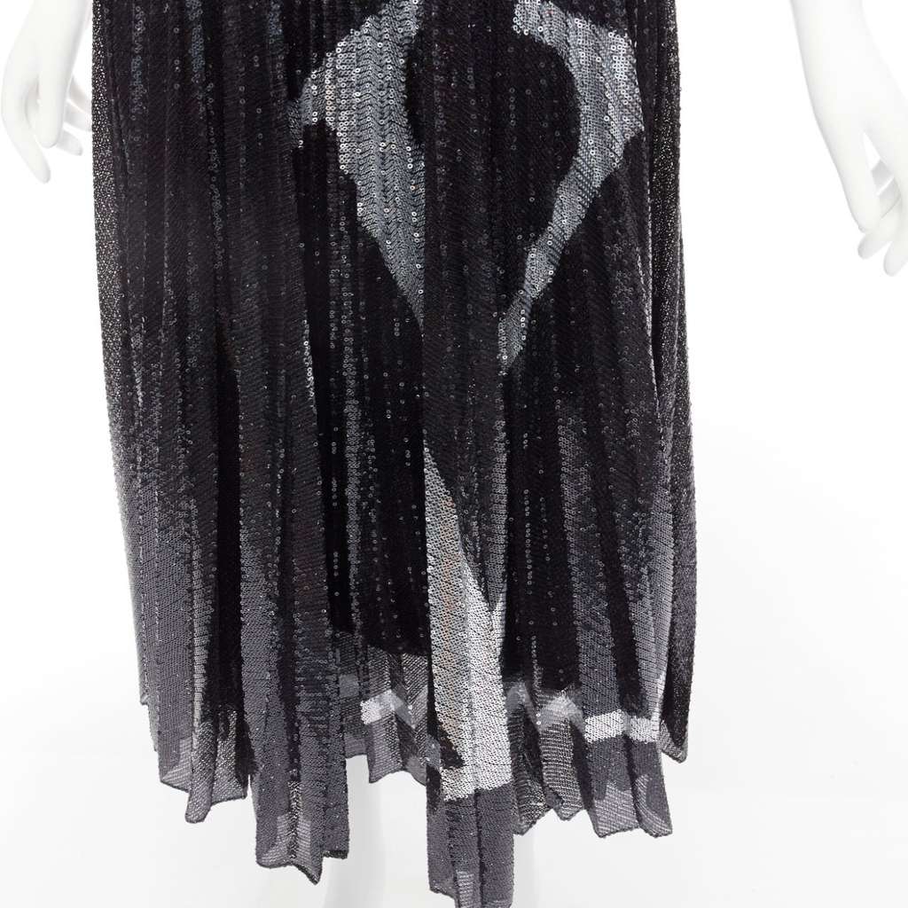 Valentino Garavani Sequins Plisse Skirt Black Polyester Never worn - Back View