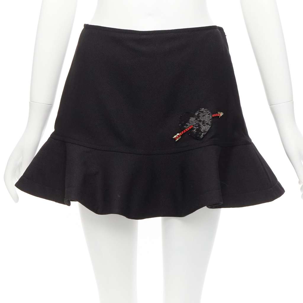 Valentino Garavani Bead Heart Shorts Black Wool Never worn - Front View