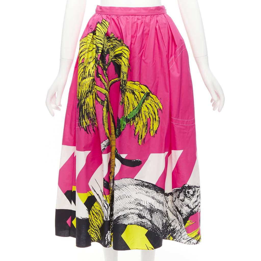 Christian Dior Tiger Graphic Skirt Pink Cotton Never worn - Front View