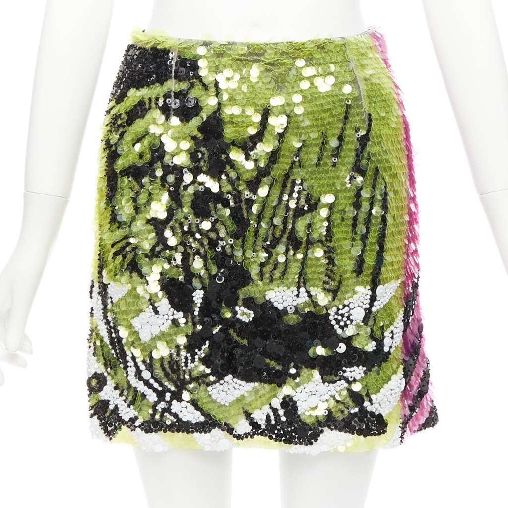 Christian Dior Lion Embellished Skirt Green Polyamide Never worn - Front View