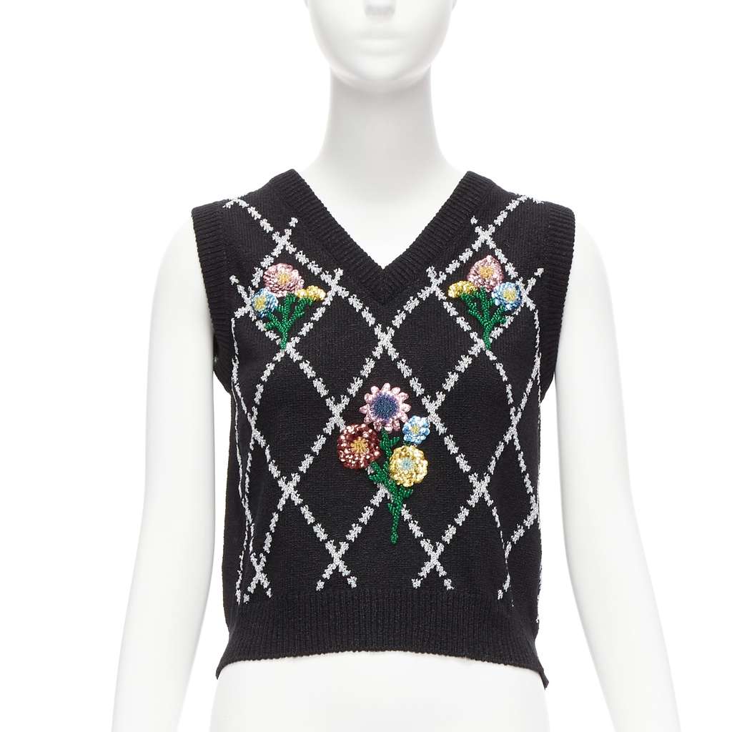 Gucci Argyle Sweater Vest Black Viscose Never worn - Back View