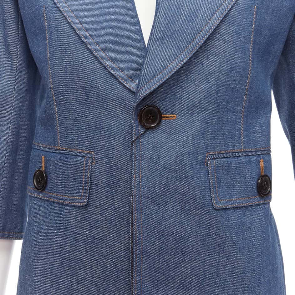 Saint Laurent Power Blazer Dress Blue Cotton Never worn, with tag - Back View