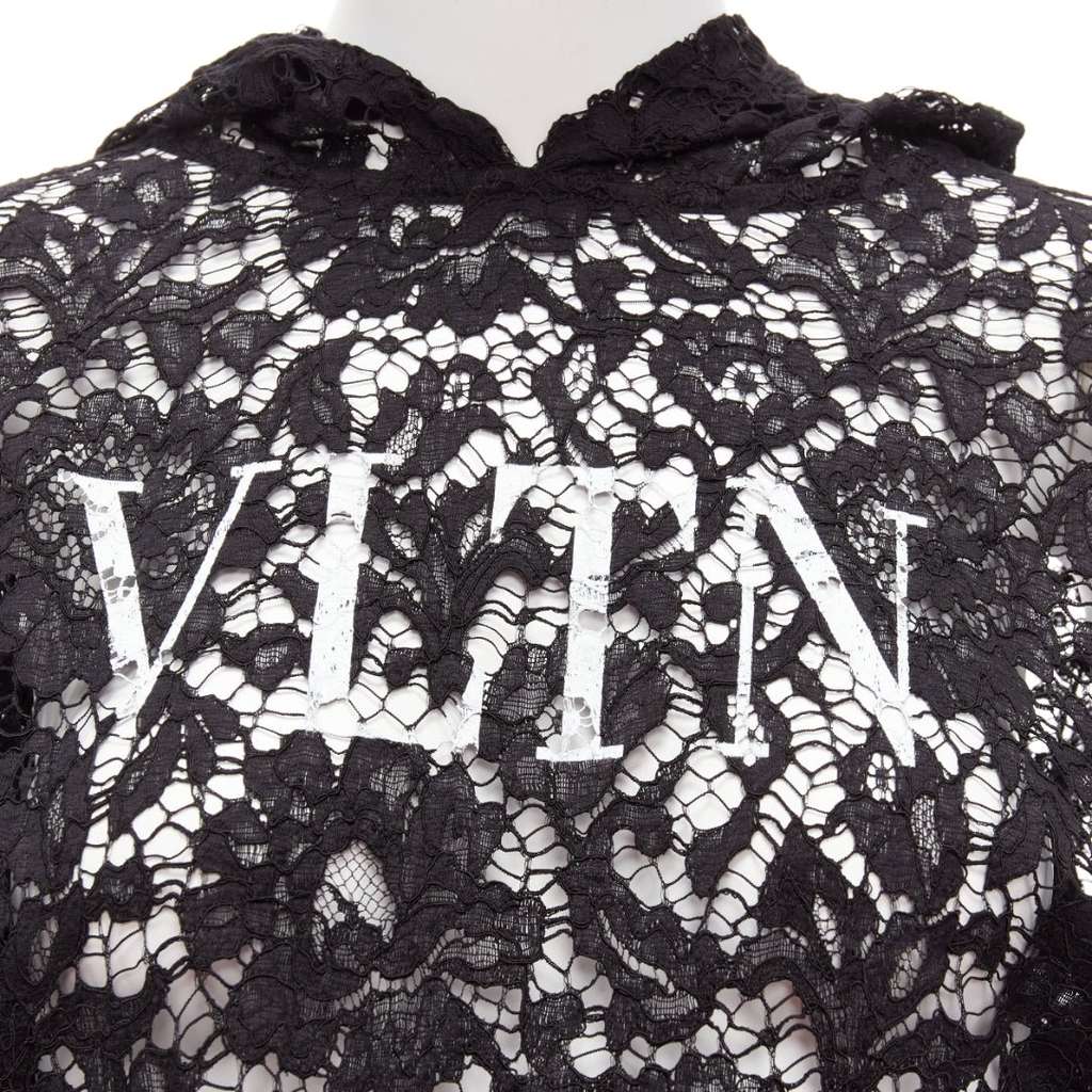 Valentino Garavani Floral Lace Hoodie Black Viscose Never worn - Back View