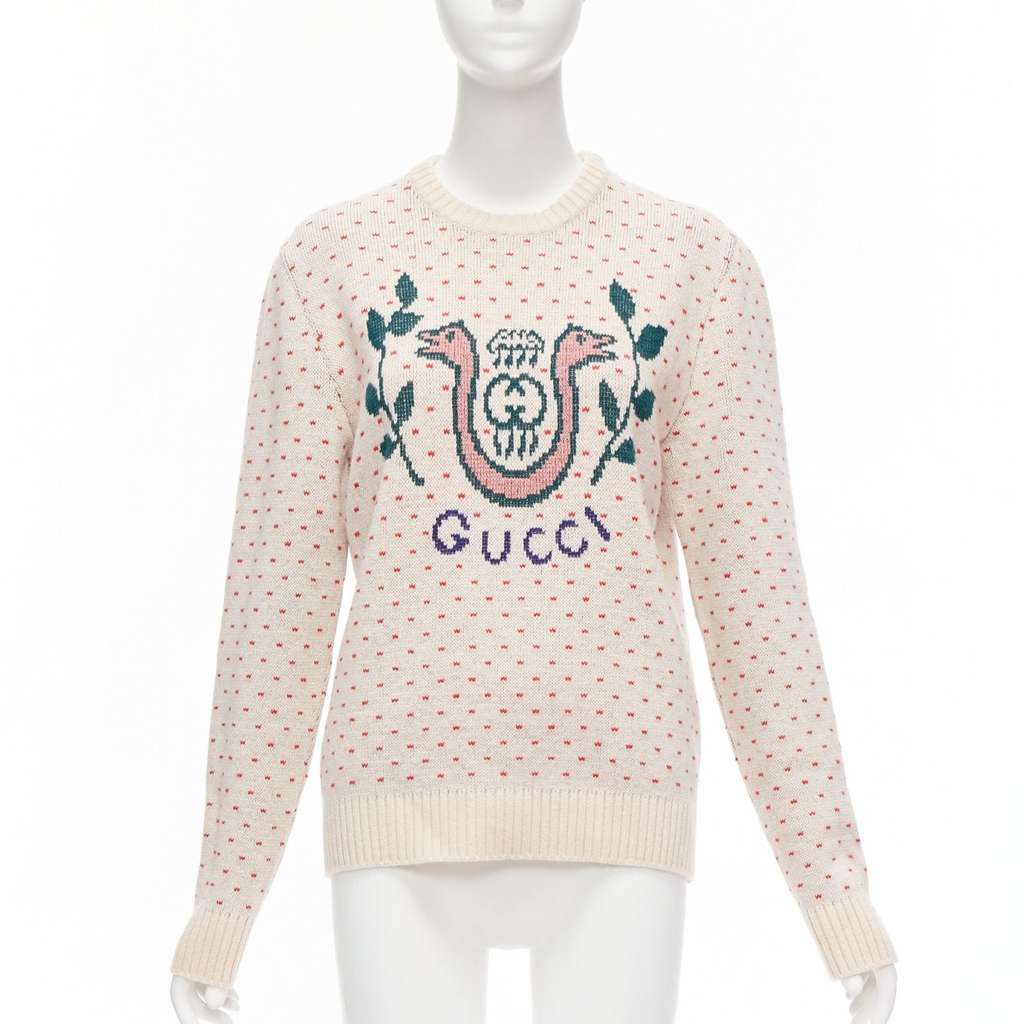 Gucci Fairisle Crest Sweater Beige Wool Never worn - Front View