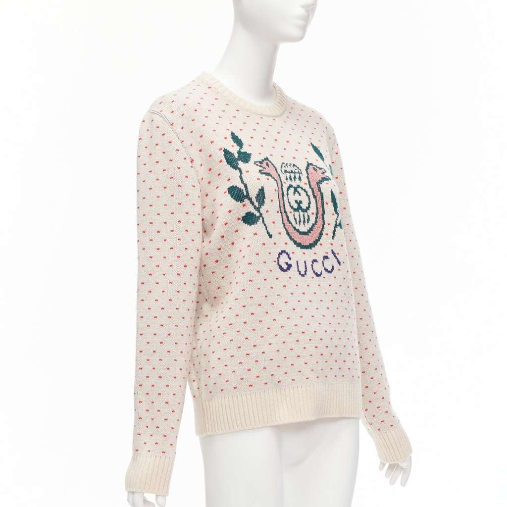 Gucci Fairisle Crest Sweater Beige Wool Never worn - Inside View