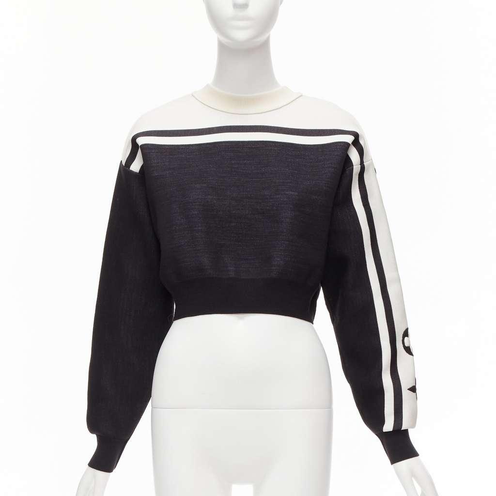 Louis Vuitton Floral Cropped Sweater Black Polyamide Never worn, with tag - Front View