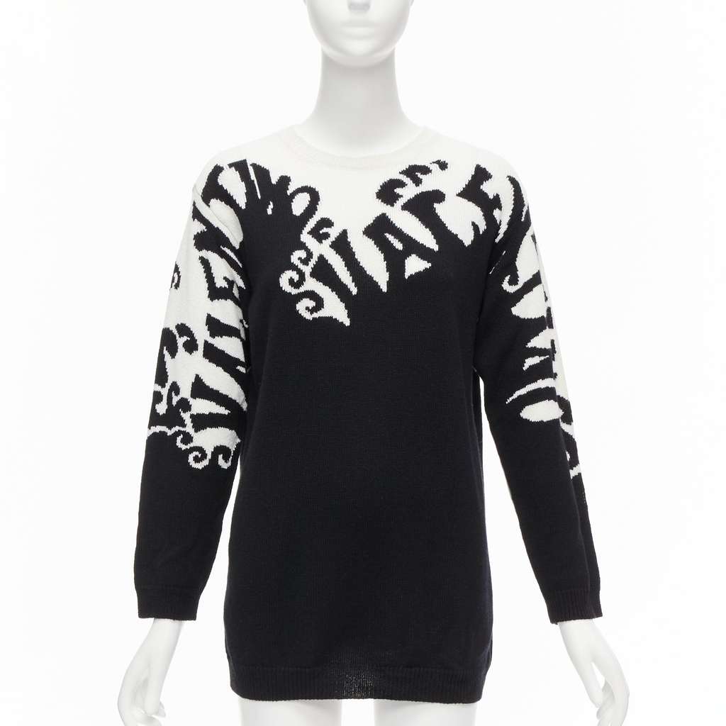 Valentino Garavani Waves Graphic Sweater Black Cashmere Never worn - Front View