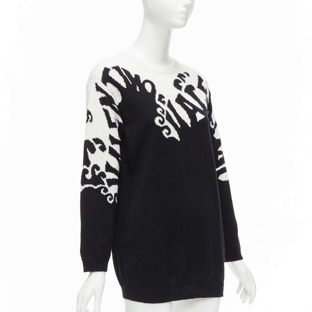 Valentino Garavani Waves Graphic Sweater Black Cashmere Never worn - Inside View
