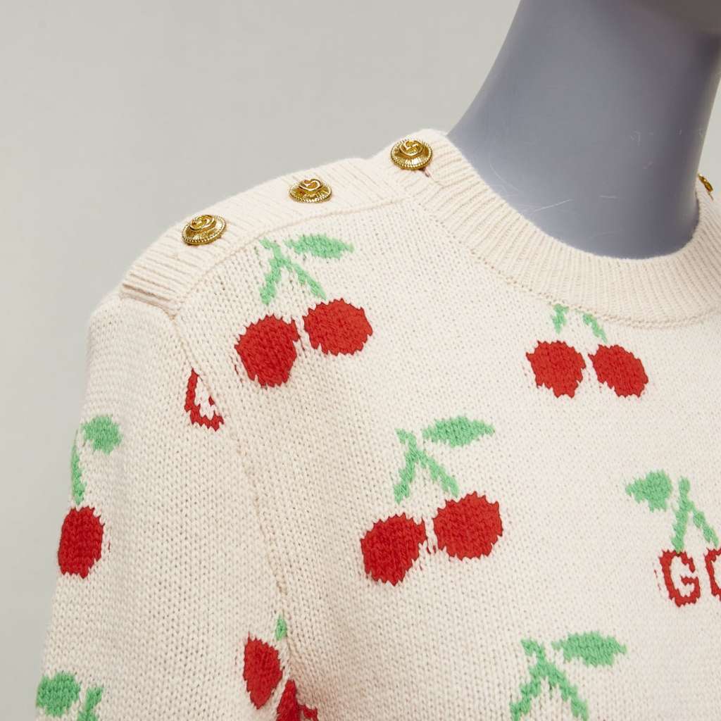 Gucci GG Cherries Sweater Beige Wool Never worn - Back View