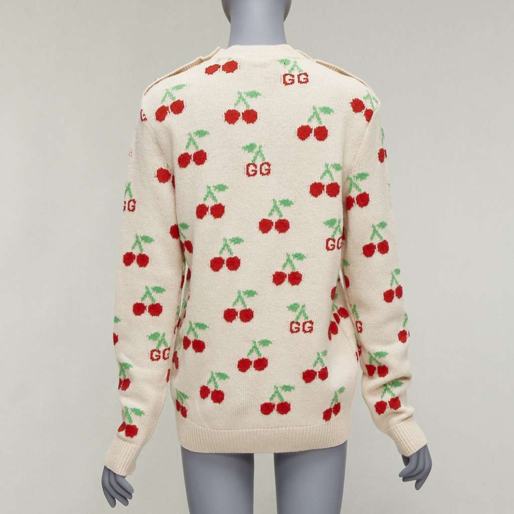 Gucci GG Cherries Sweater Beige Wool Never worn - Box View