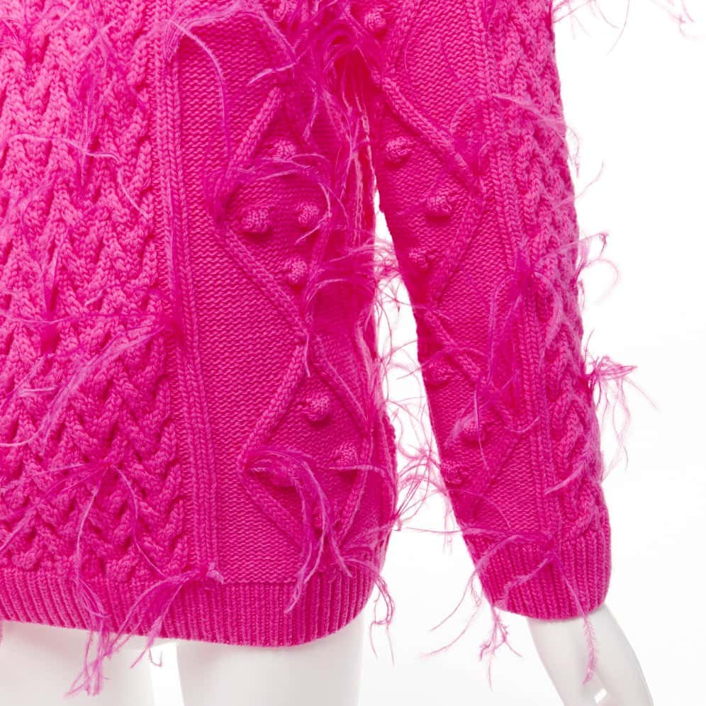 Valentino Garavani Feather Cable Sweater Pink Wool Never worn - Back View