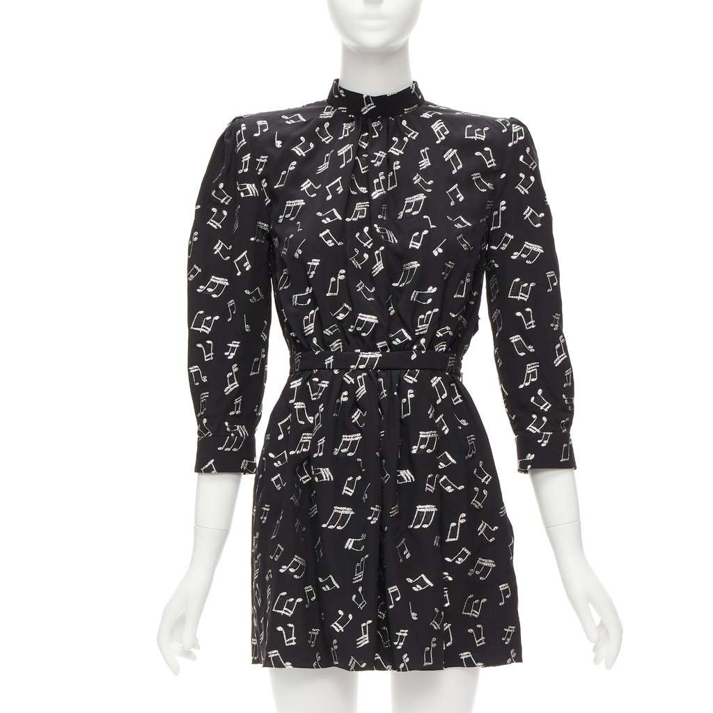 Saint Laurent Musical Note Dress Black Silk Never worn - Front View