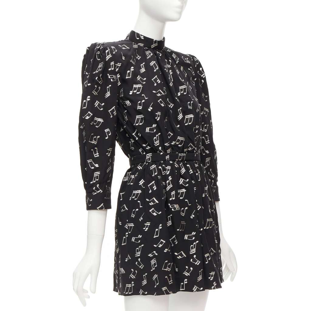 Saint Laurent Musical Note Dress Black Silk Never worn - Inside View