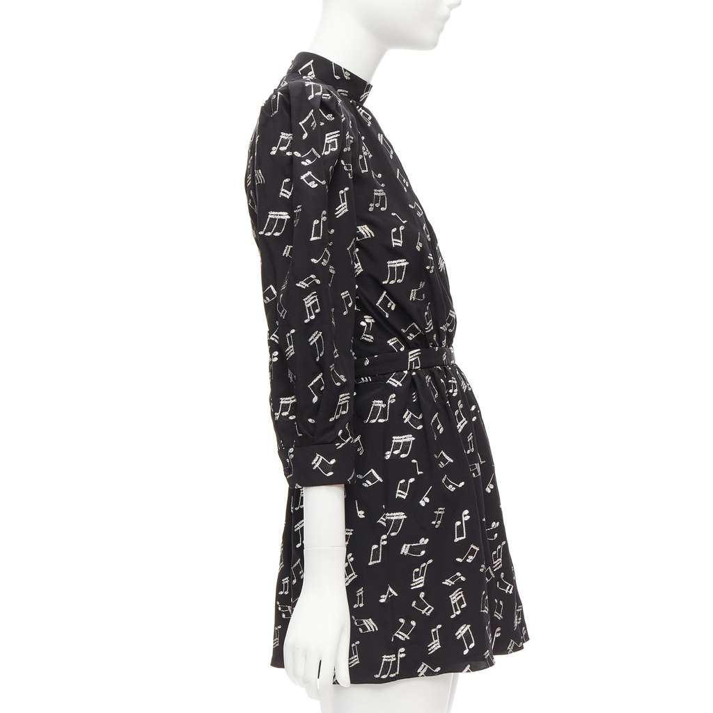 Saint Laurent Musical Note Dress Black Silk Never worn - Model View