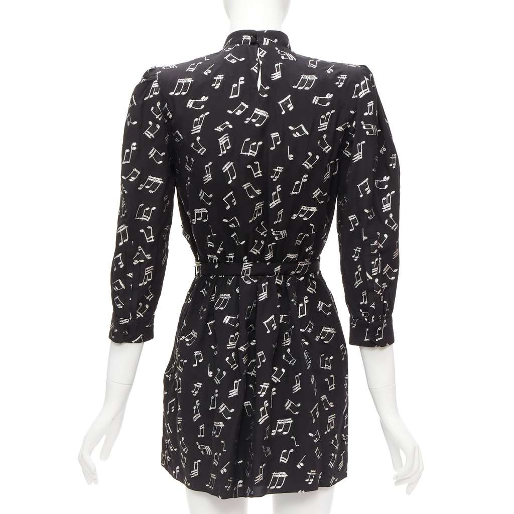 Saint Laurent Musical Note Dress Black Silk Never worn - Box View