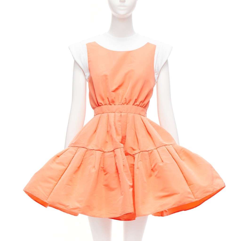 Alexander McQueen Taffeta Flared Dress Orange Polyester Never worn - Front View