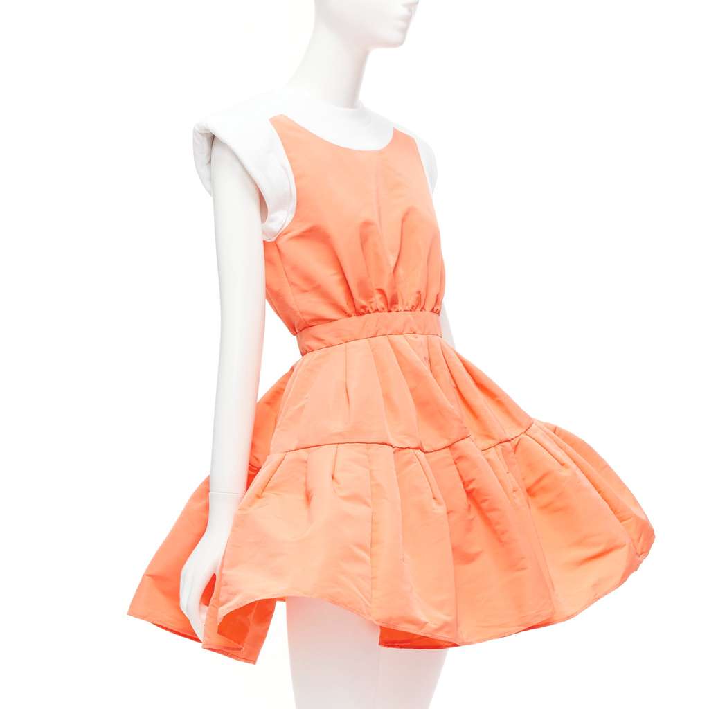 Alexander McQueen Taffeta Flared Dress Orange Polyester Never worn - Inside View