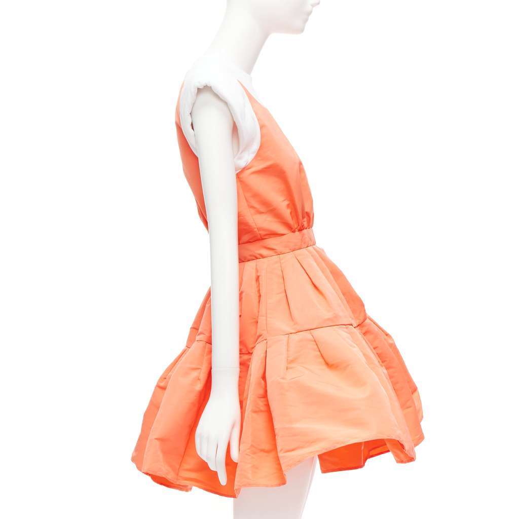 Alexander McQueen Taffeta Flared Dress Orange Polyester Never worn - Model View