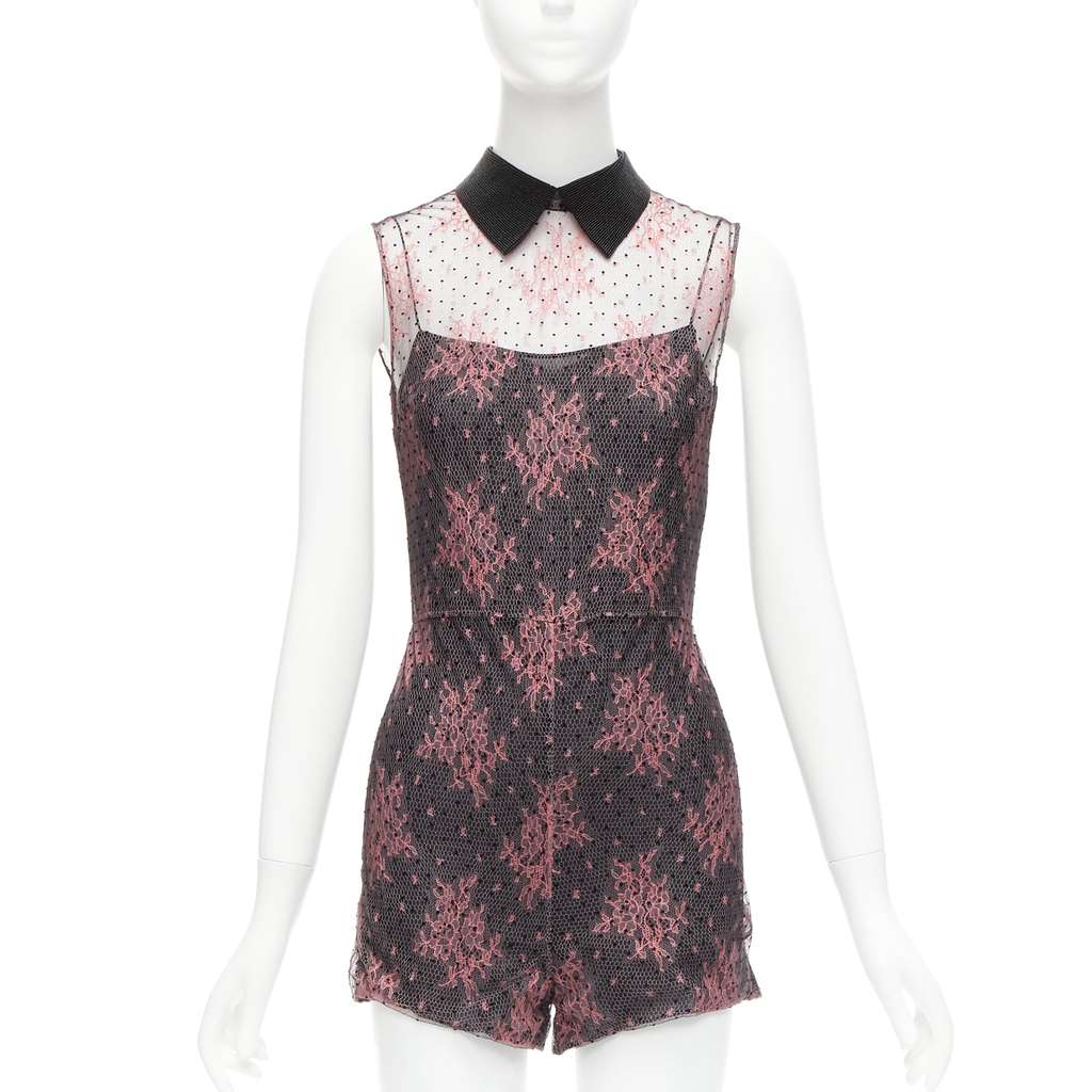 Dior Pink Lace Playsuit Pink Polyester Never worn - Front View