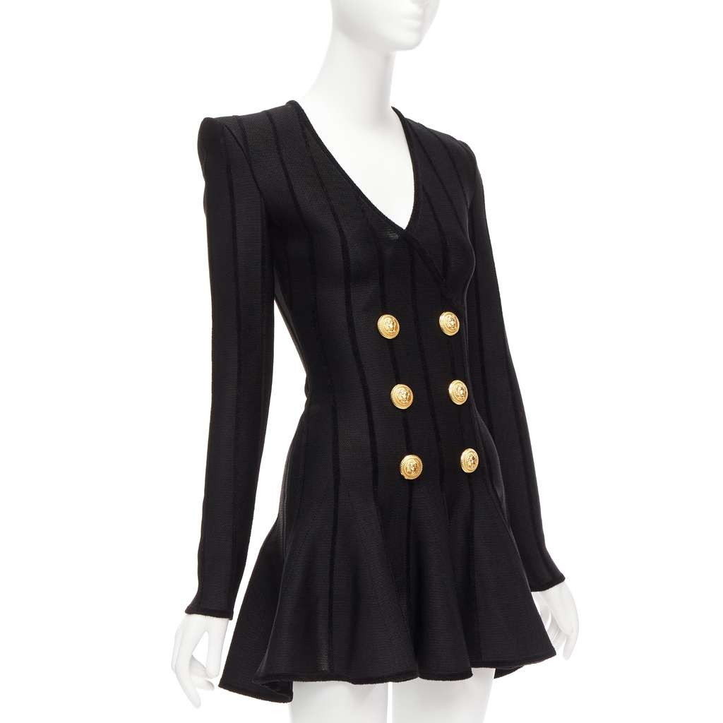 Balmain Striped Chenille Dress Black Viscose Never worn - Inside View