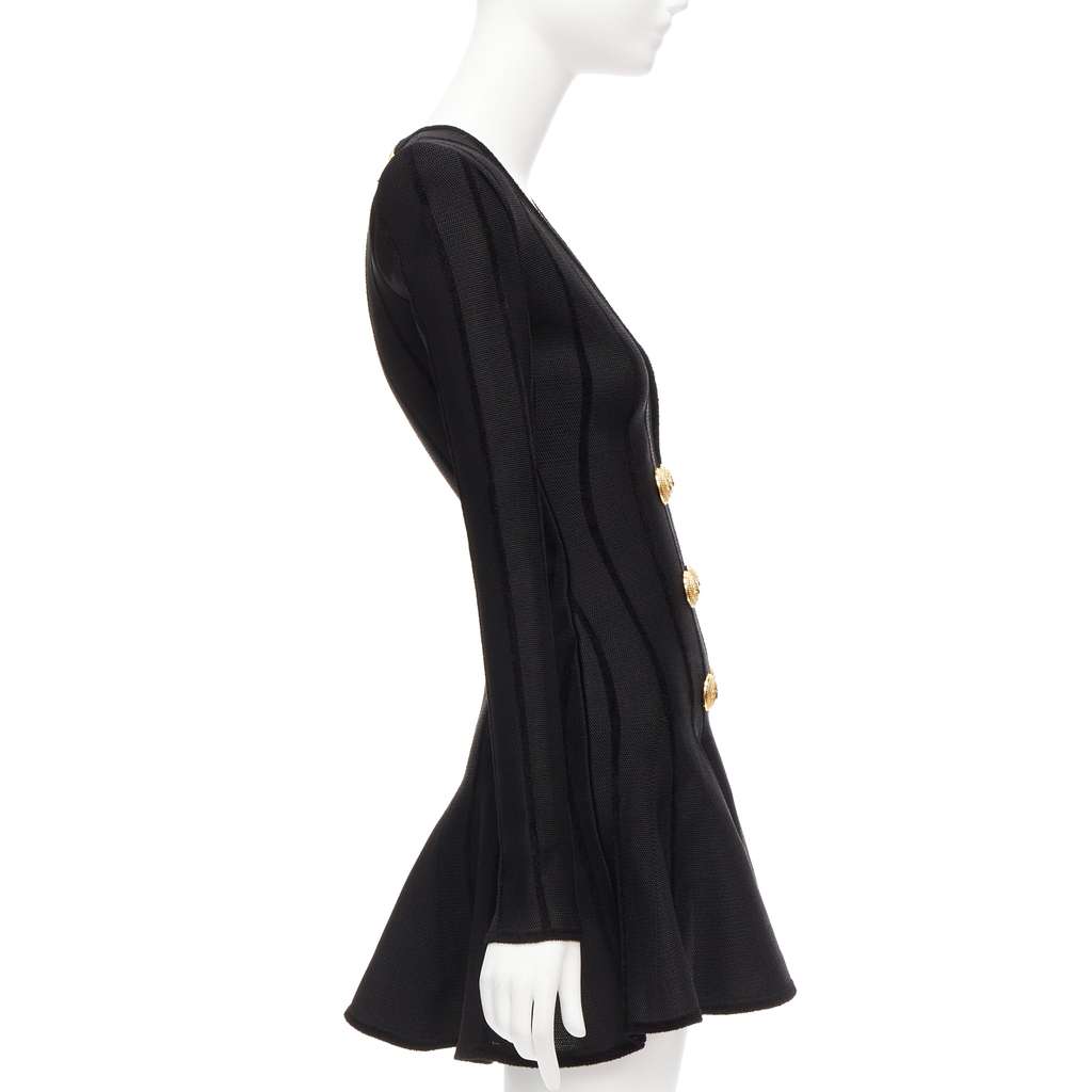 Balmain Striped Chenille Dress Black Viscose Never worn - Model View