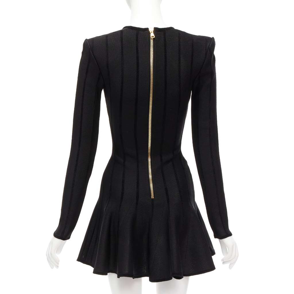 Balmain Striped Chenille Dress Black Viscose Never worn - Box View