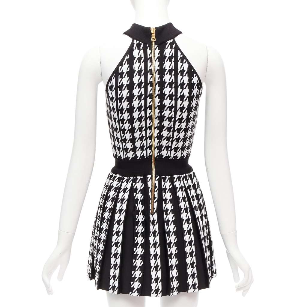 Balmain Houndstooth Halter Dress Black Viscose Never worn - Box View