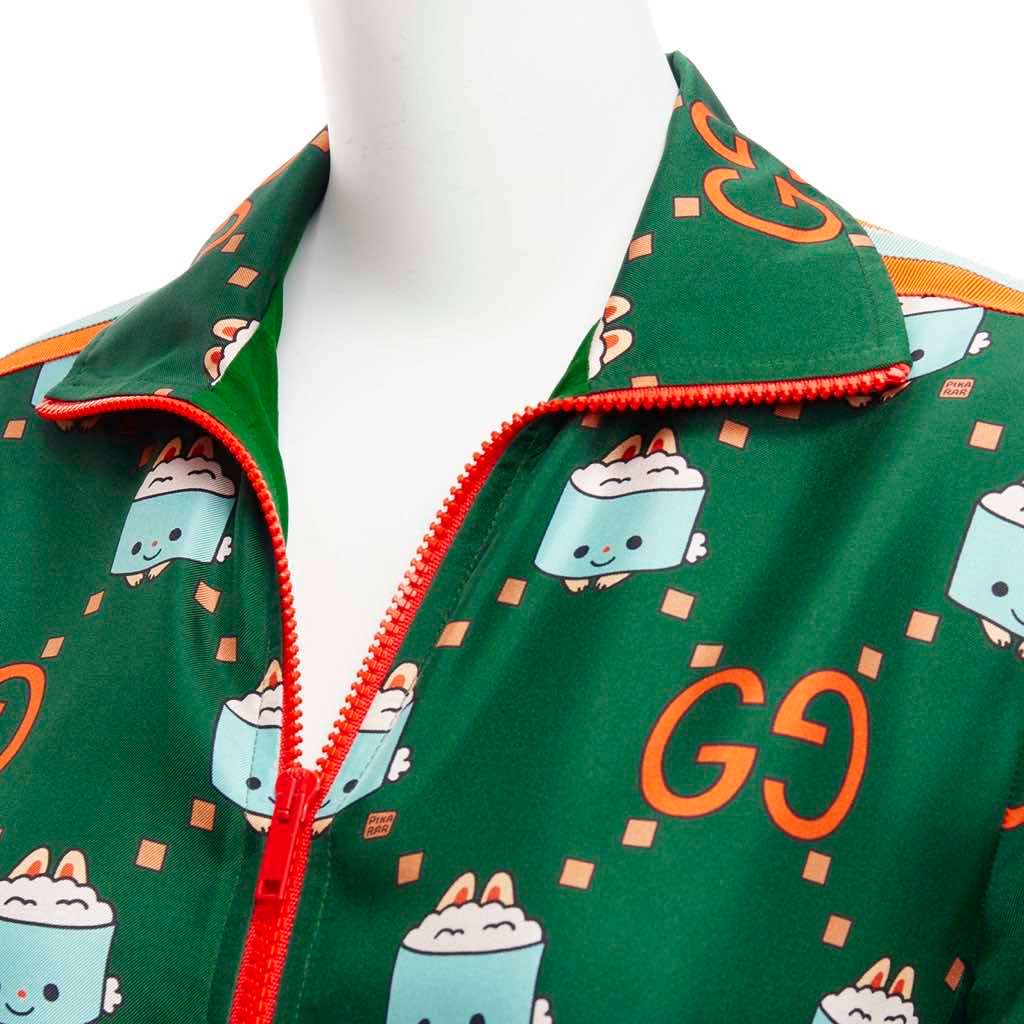 Gucci Green Orange Silk Jacket Green Silk Never worn - Back View