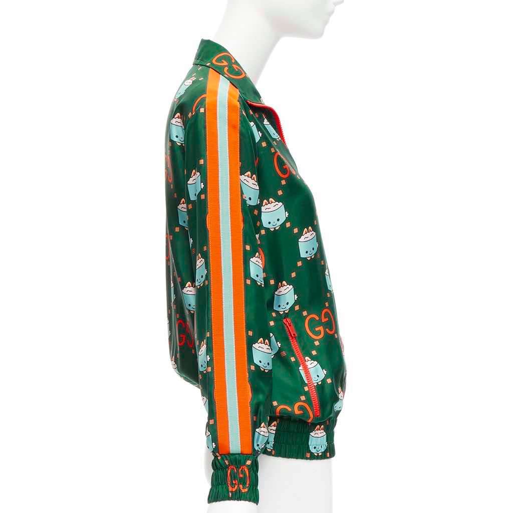 Gucci Green Orange Silk Jacket Green Silk Never worn - Box View