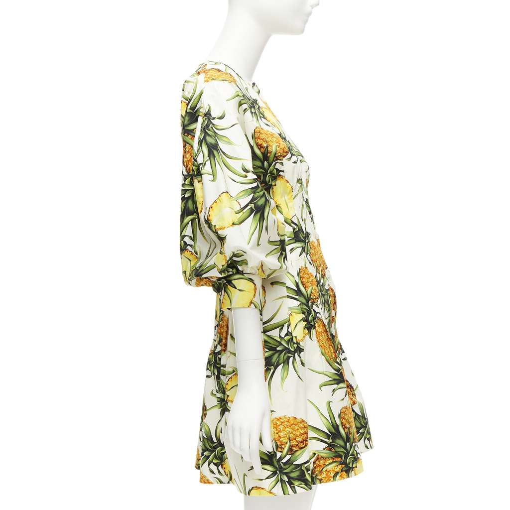 Oscar De La Renta Pineapple Puff Dress Yellow Cotton Never worn - Model View
