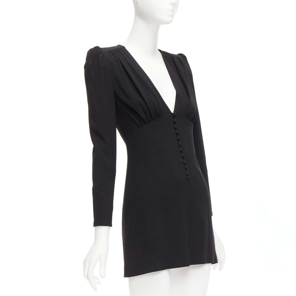 Saint Laurent Deep V Mini Dress Black Never worn - Inside View