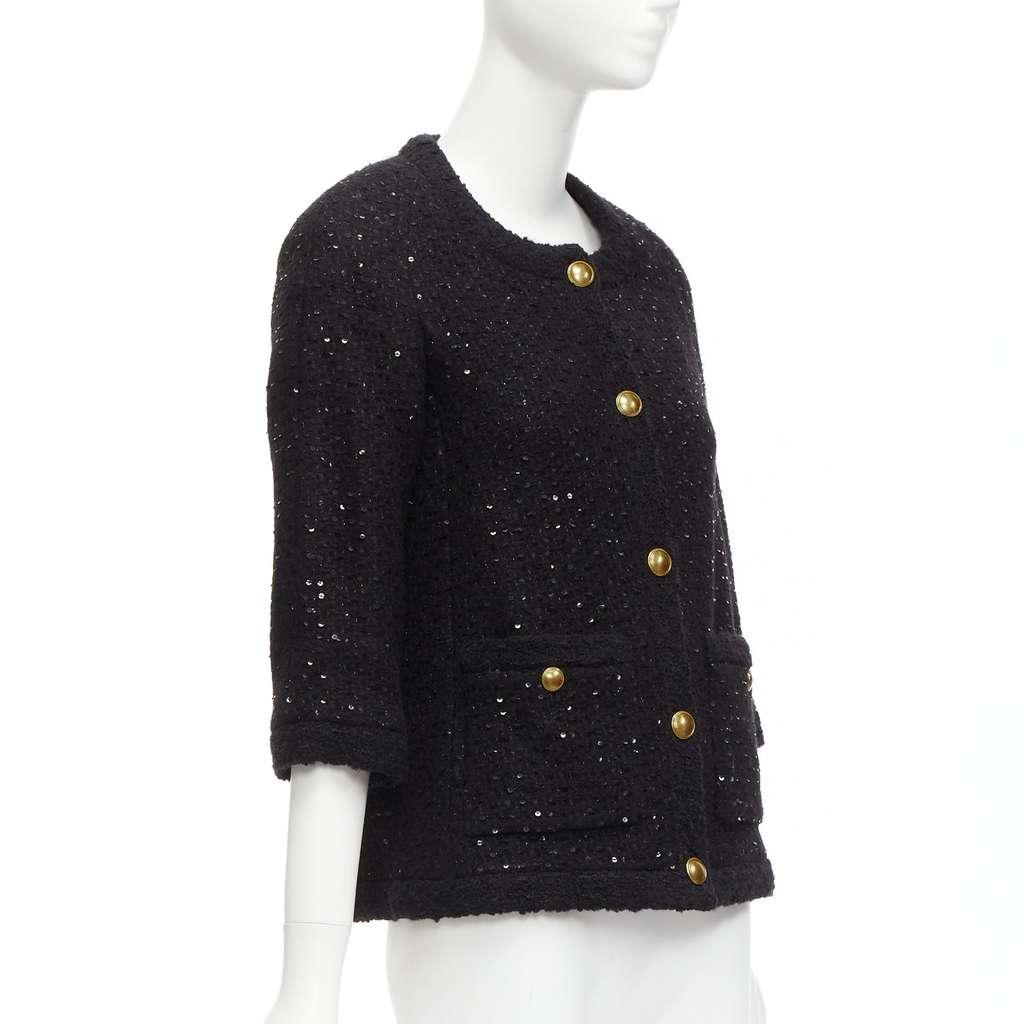 Saint Laurent Black Wool Tweed Jacket Black Wool Never worn - Model View