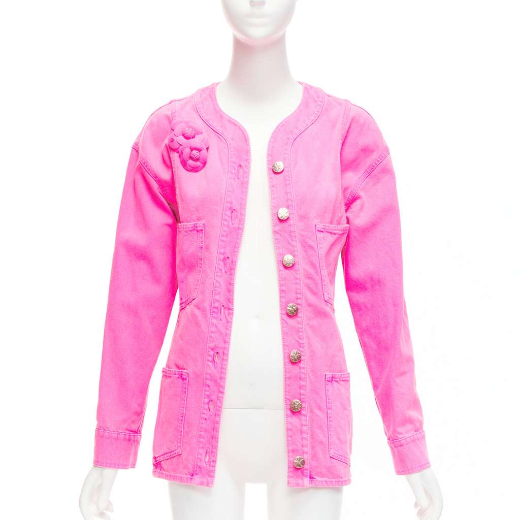 Chanel Pink Cotton Camellia Jacket Pink Cotton Very good - Inside View