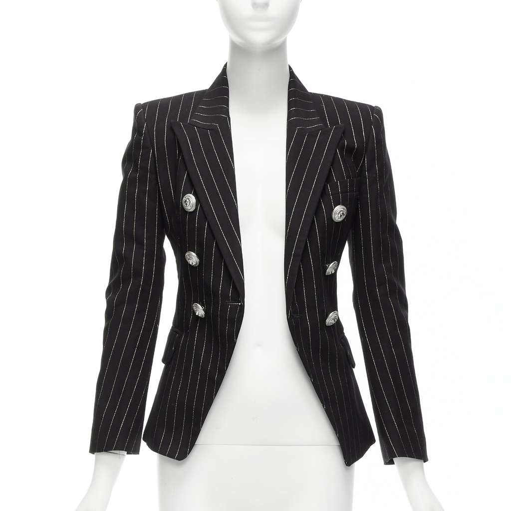 Balmain Gold Striped Blazer Black Cotton Never worn - Inside View