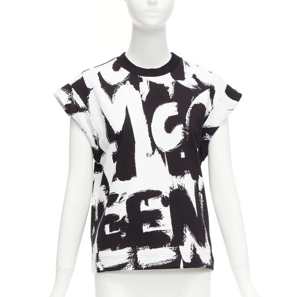 Alexander McQueen Graffiti Boxy Top Black Cotton Never worn - Front View