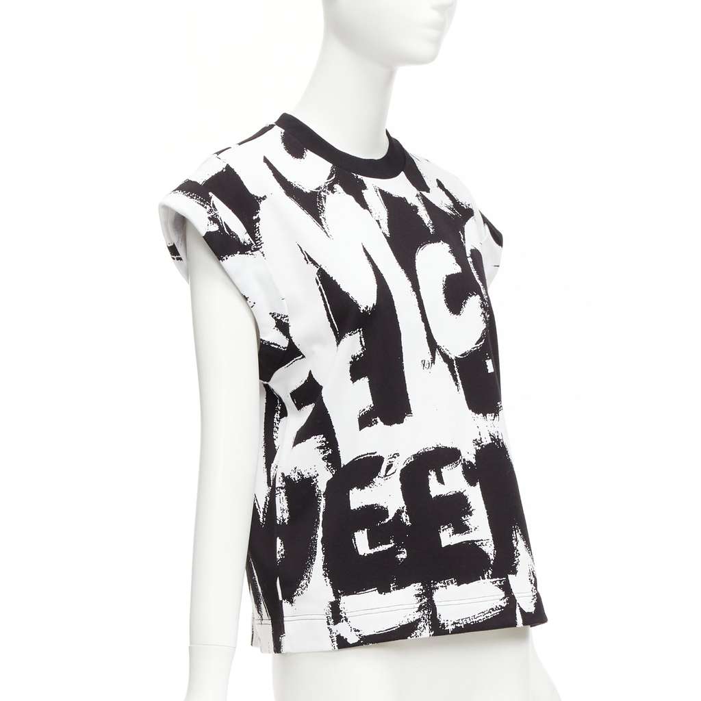 Alexander McQueen Graffiti Boxy Top Black Cotton Never worn - Inside View