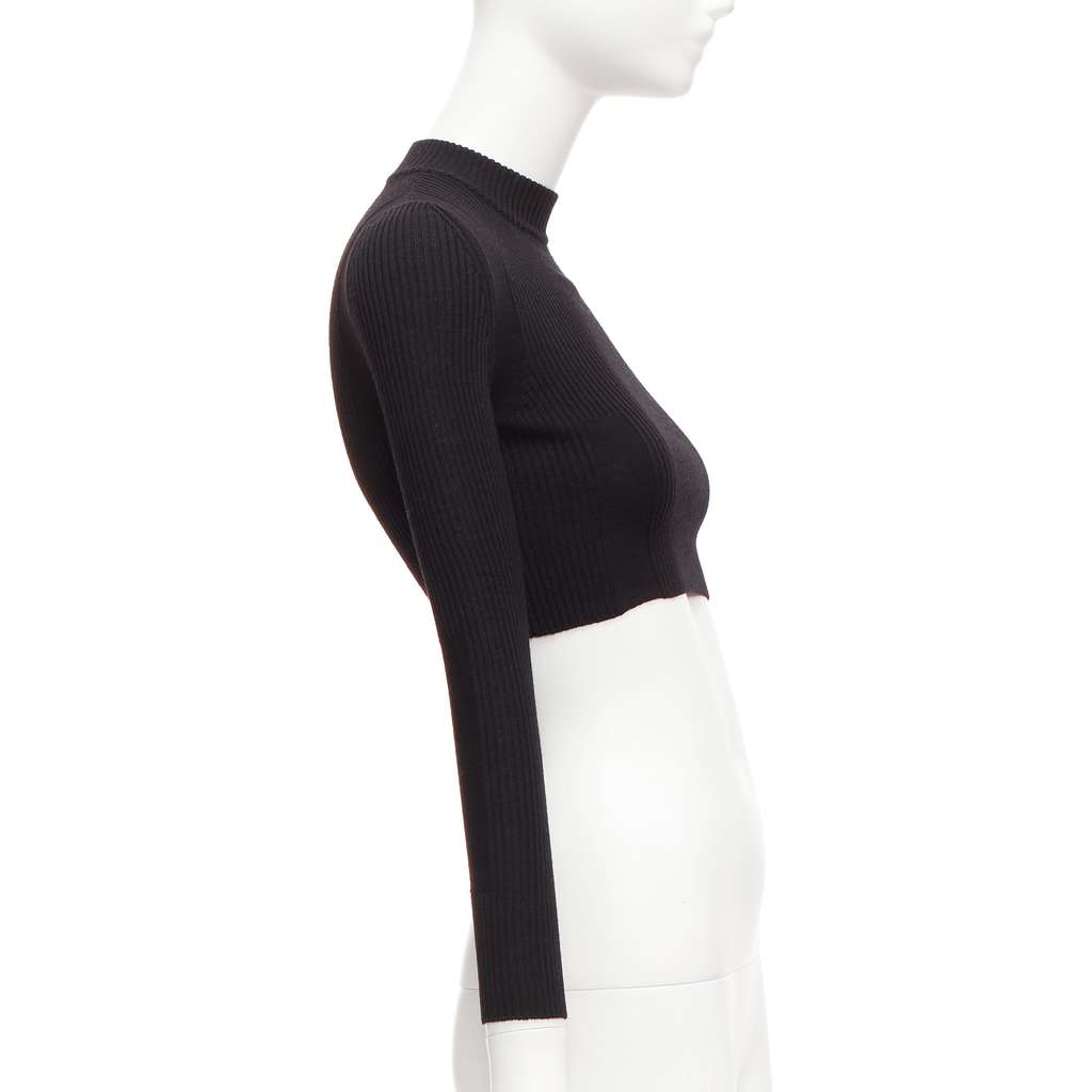 Maison Martin Margiela Ribbed Sock Crop Top Black Wool Never worn - Model View