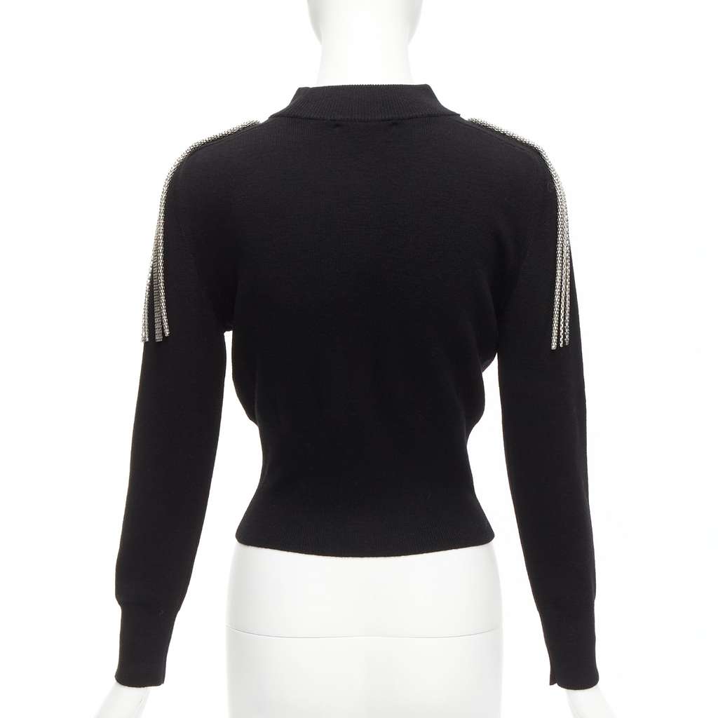 Christopher Kane Chain Shoulder Sweater Black Wool Never worn - Box View